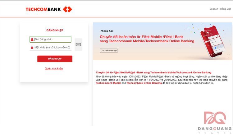 Gửi tiết kiệm online trên website Techcombank