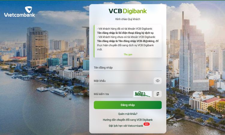 Gửi thông qua website Vietcombank