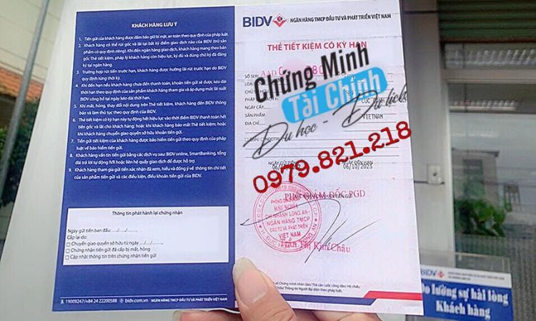 Sản phẩm chứng minh tài chính tại BIDV